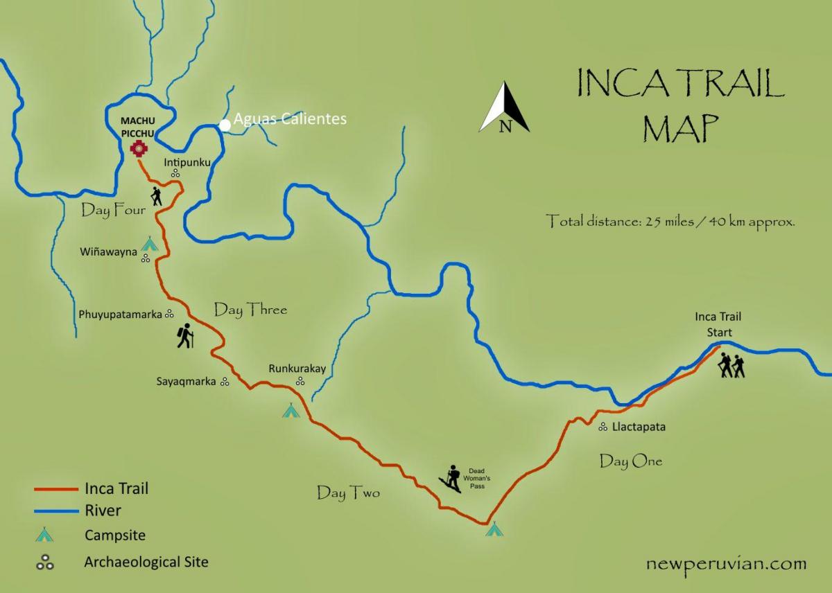 mapa da trilha inca no Peru