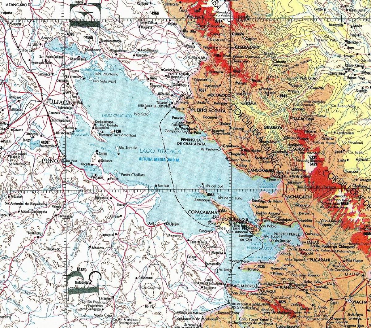 mapa do lago titicaca, Peru 
