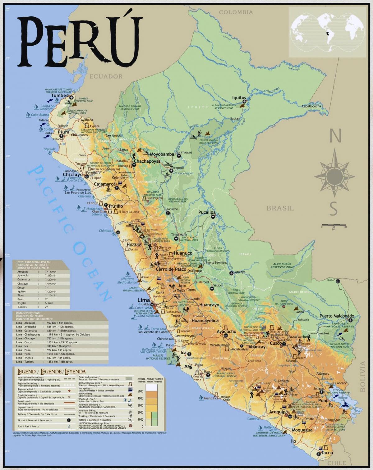 Peru atracções turísticas mapa
