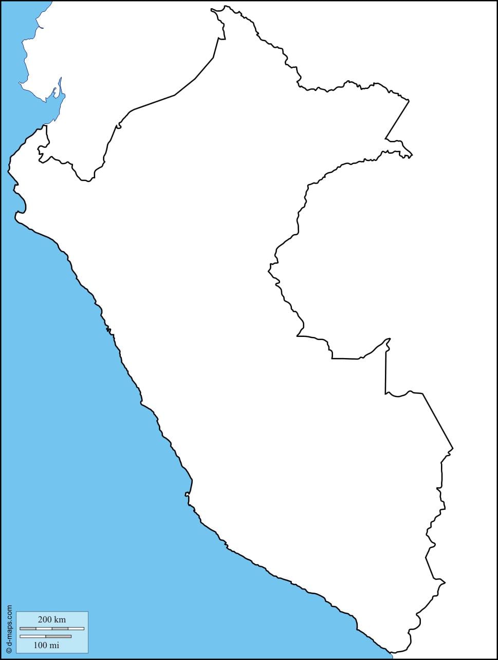 mapa da mapa em branco do Peru