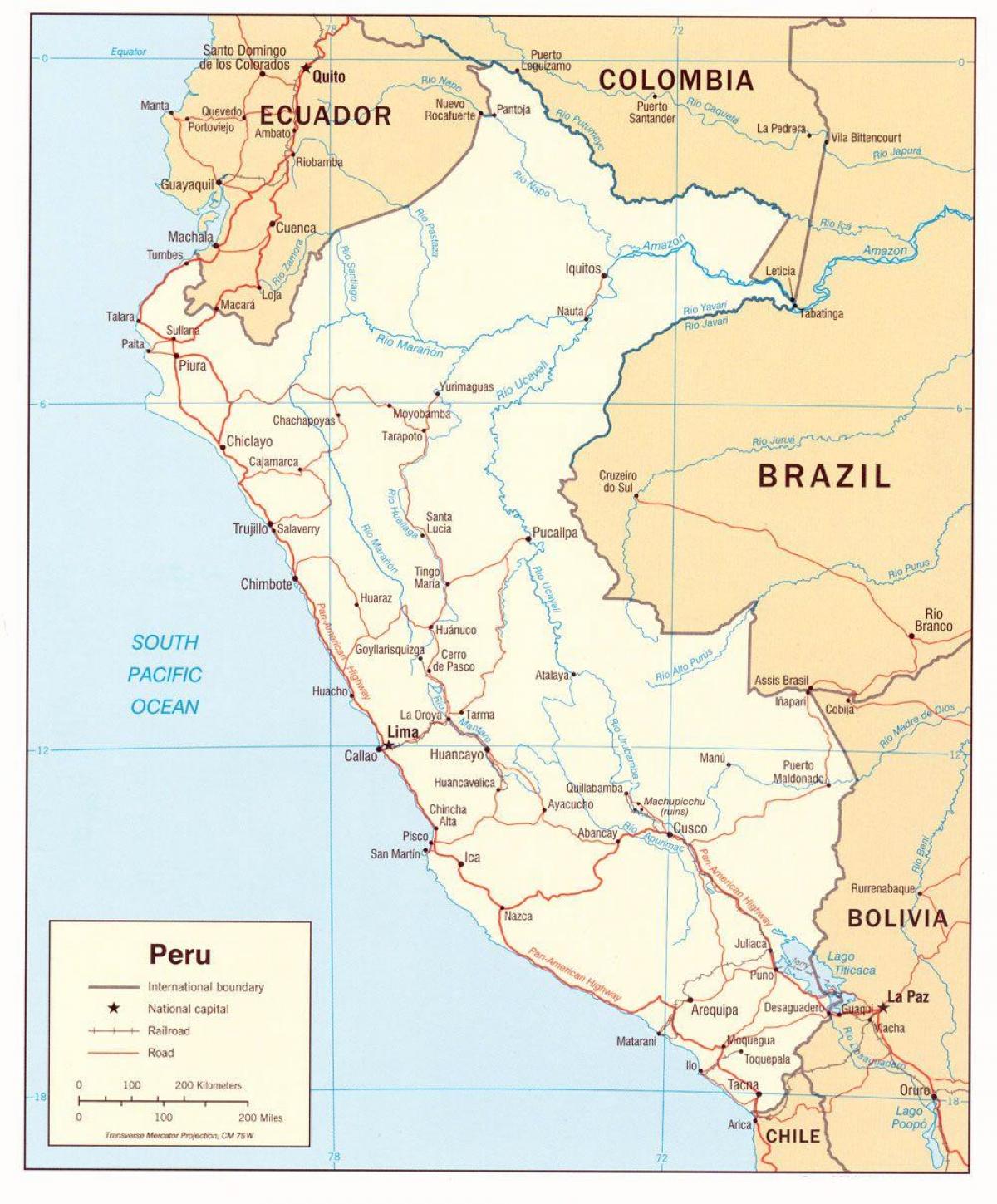 mapa do Peru, estados