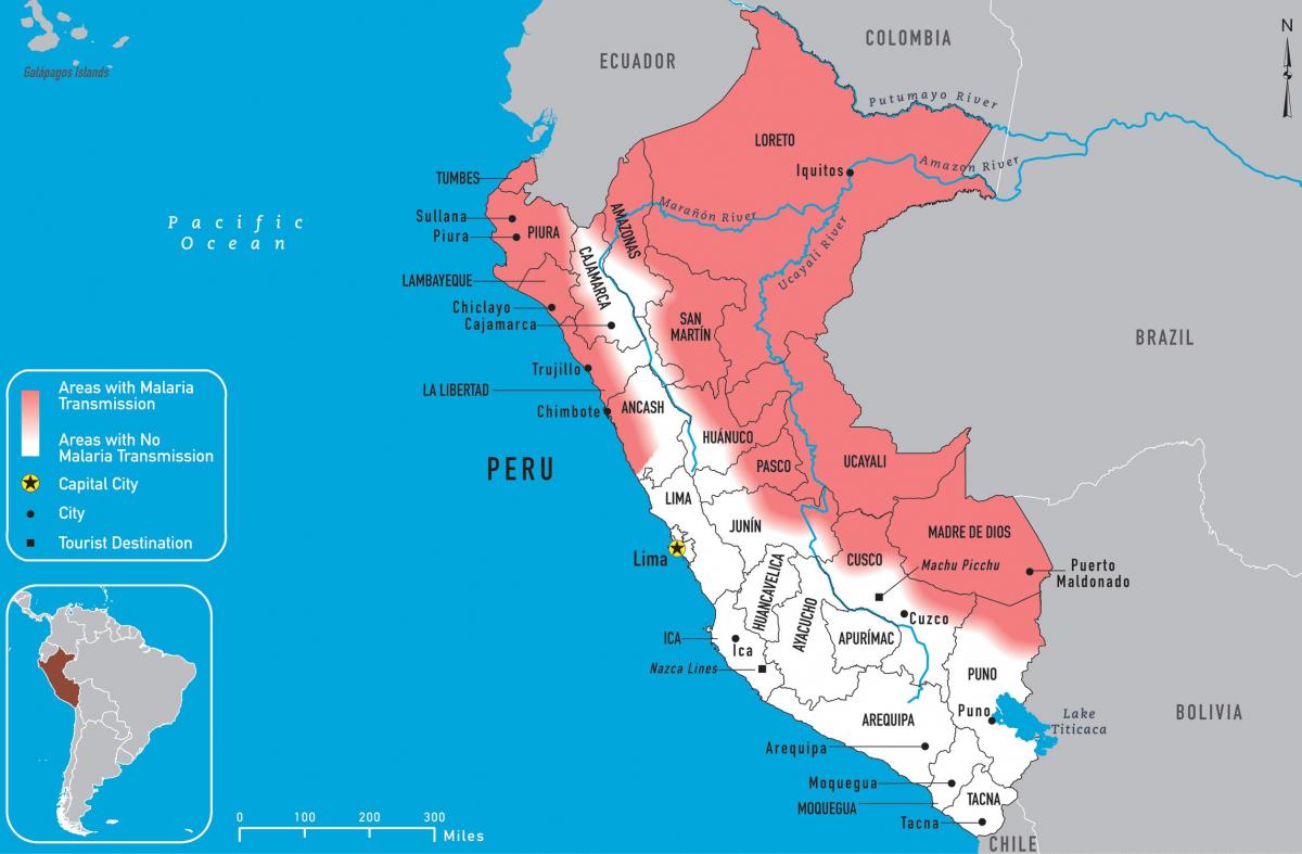 mapa do Peru malária
