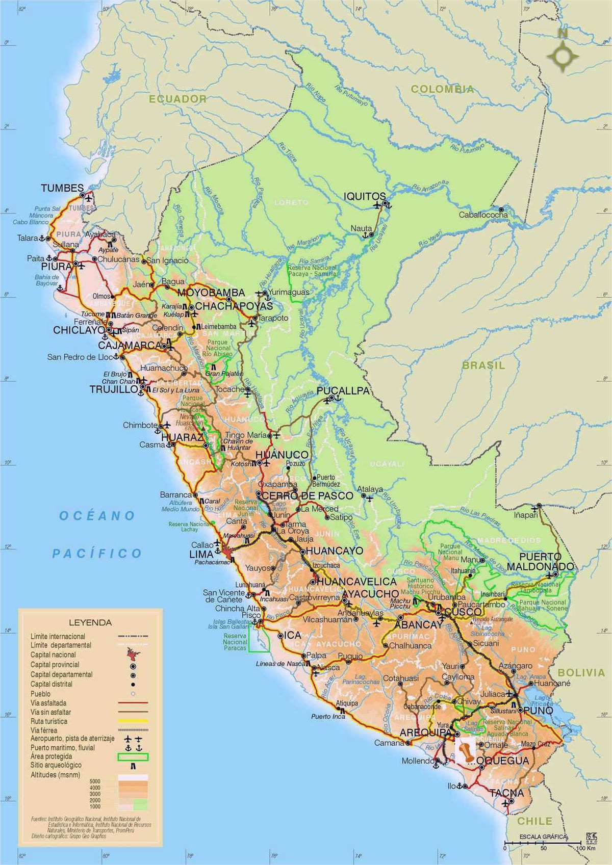 mapa do Peru estrada