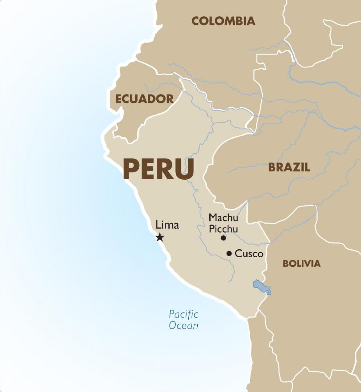 mapa de Peru e países vizinhos