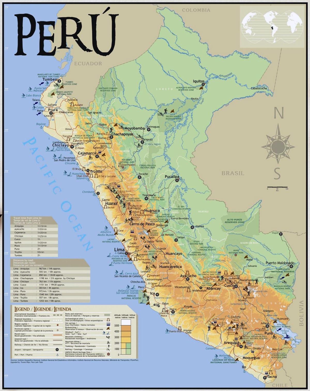 Peru atracções turísticas mapa