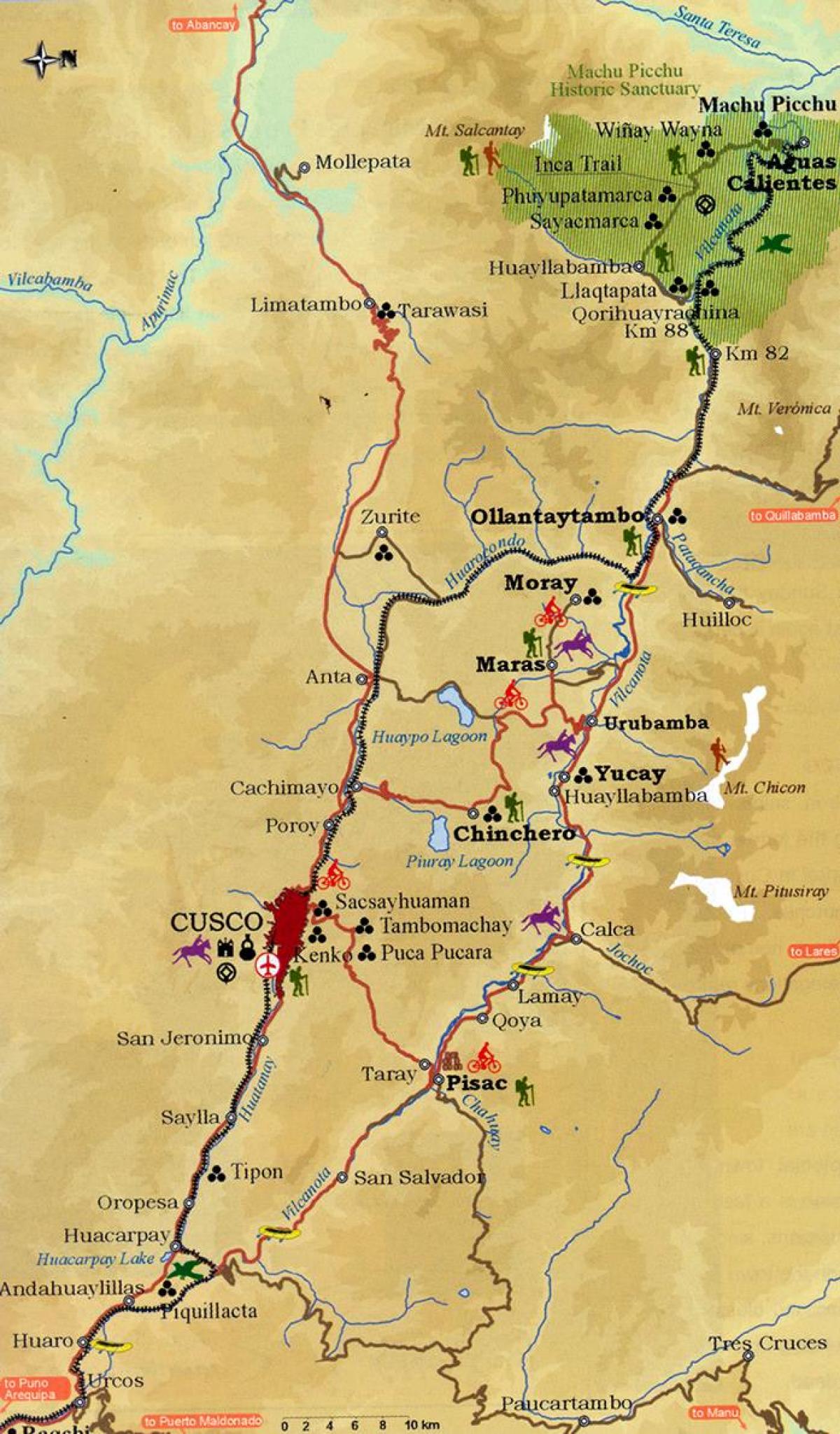 mapa do vale sagrado e cusco Peru