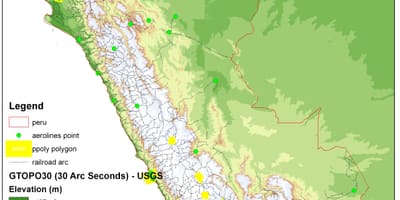 Mapa do Peru elevação