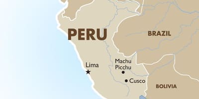 Mapa de Peru e países vizinhos