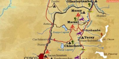 Mapa do vale sagrado e cusco Peru